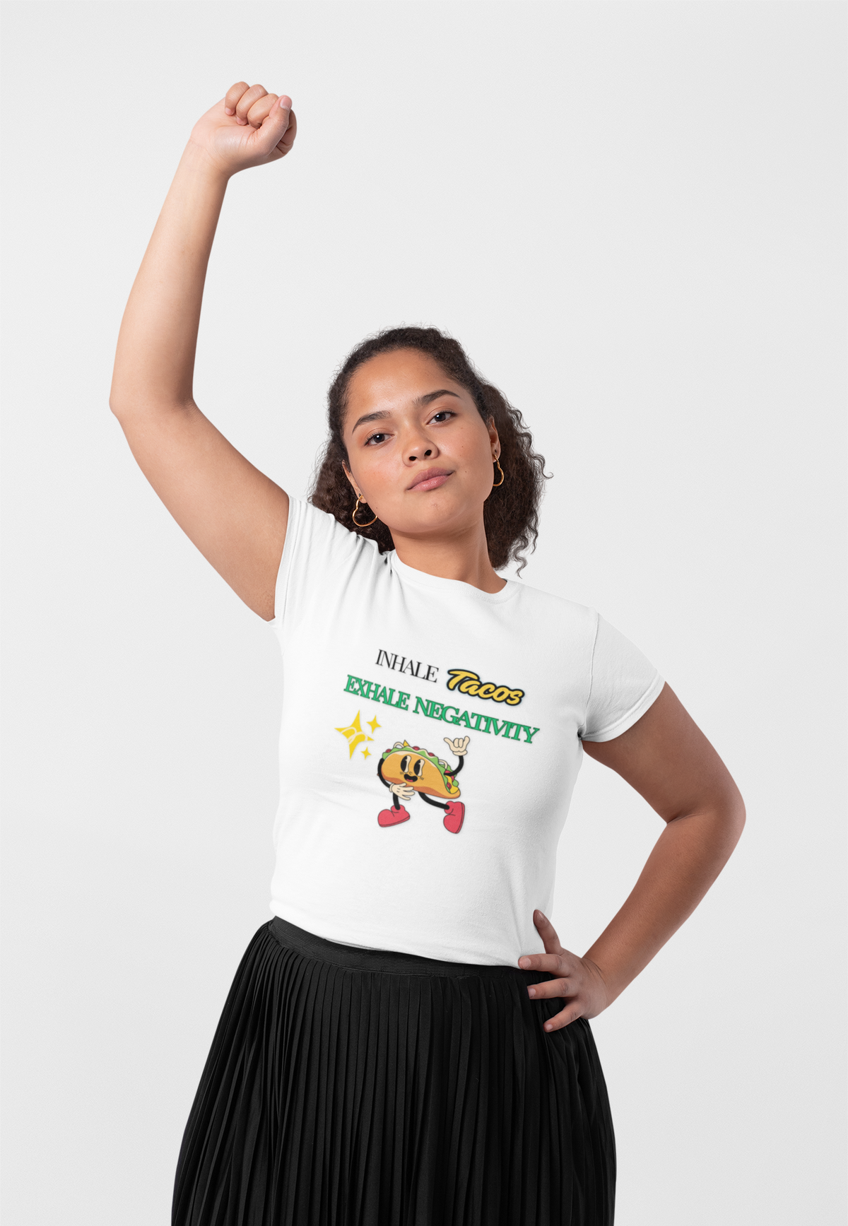 Taco Themed Tee Shirt, Funny Graphic T-Shirt, Gifts for Foodies, Exhale Negativity Tee Unisex Men Women Tshirt. - Trendklo
