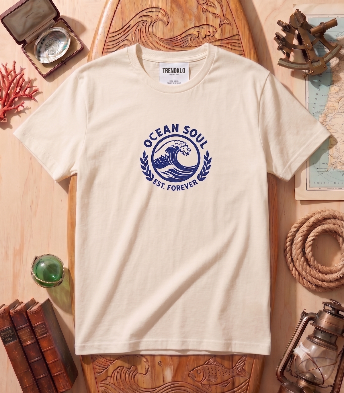 Ocean Soul T-Shirt — Vintage Wave Logo "Ocean Soul Est. Forever"