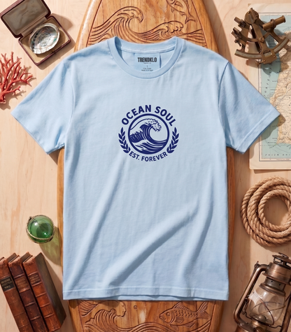 Ocean Soul T-Shirt — Vintage Wave Logo "Ocean Soul Est. Forever"
