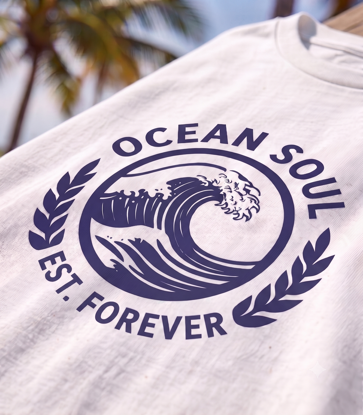 Ocean Soul T-Shirt — Vintage Wave Logo "Ocean Soul Est. Forever"